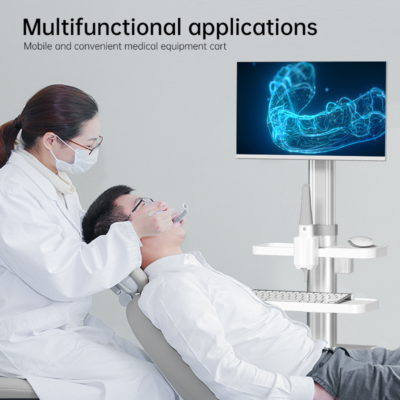 Adjustable Medical Trolley with Monitor Mount for Healthcare Use