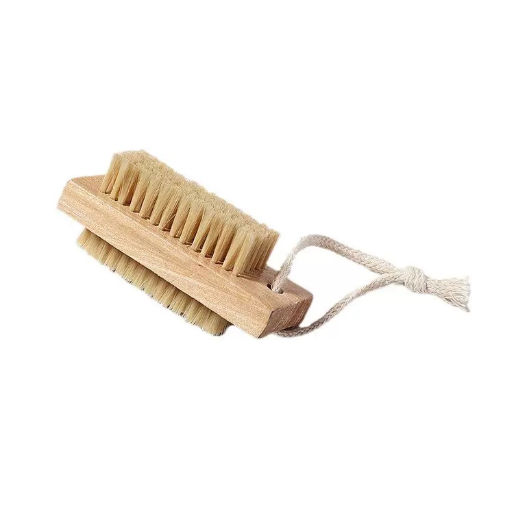 Cross-Border Spot Wooden Handle Double-Sided Boar Bristle Nail Dust Removal Cleaning Brush
