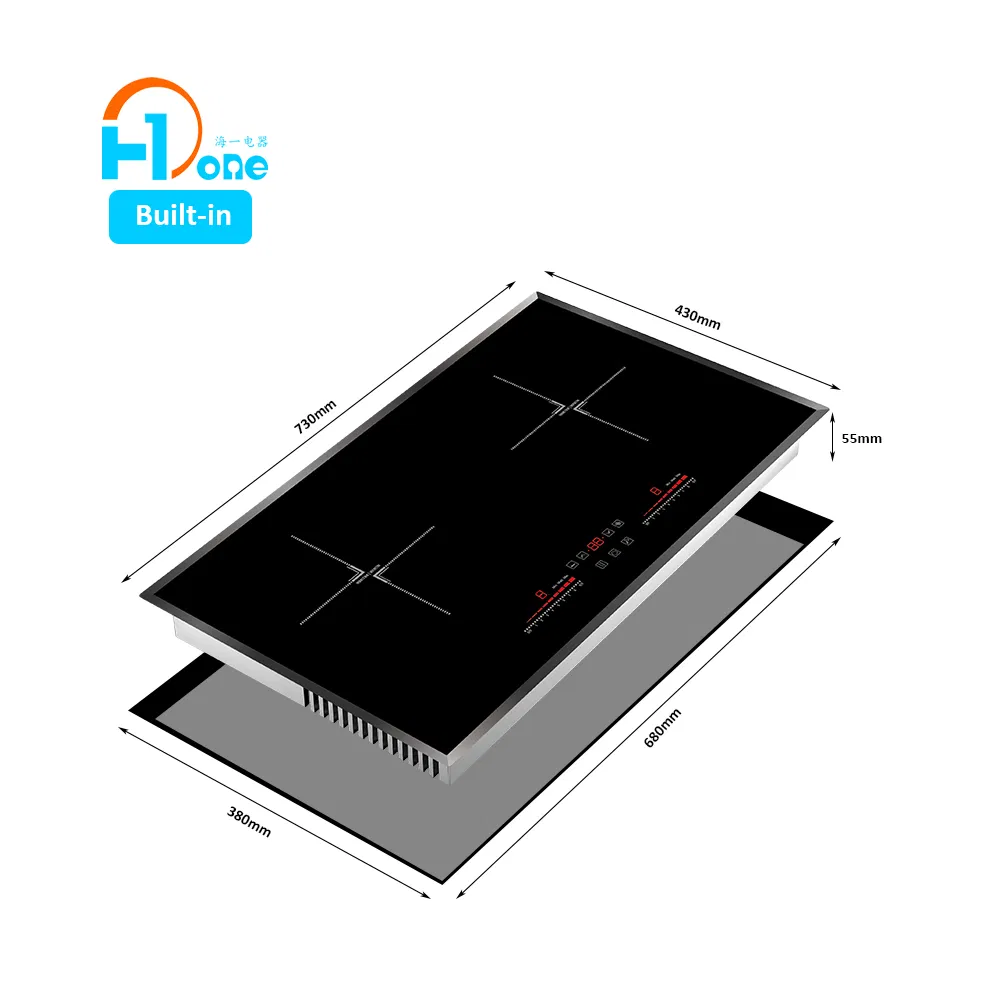 Built in Double Induction Cooktop 2000W Digital Electric Sensor Touch Stove