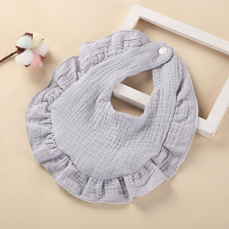 Wholesale Cotton Drool Towel with Ruffled Lace Cotton Gauze Bib