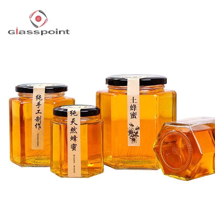 180ml Hexagonal Storage Container Honey Glass Jar Jam Jar