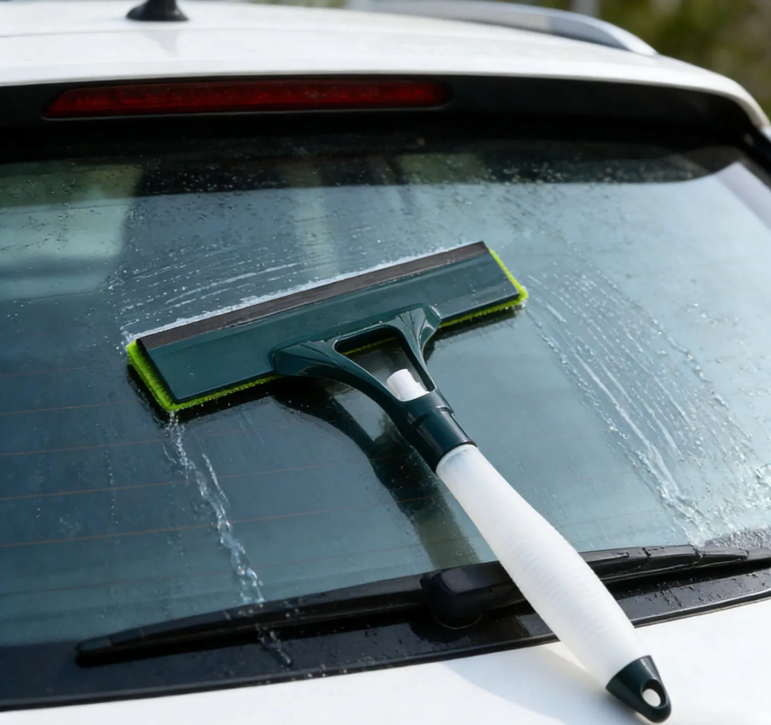 2-in-1 Spray Window Squeegee with Built-in Sprayer Multi-Surface Glass Cleaner for Bathroom, Shower & Car