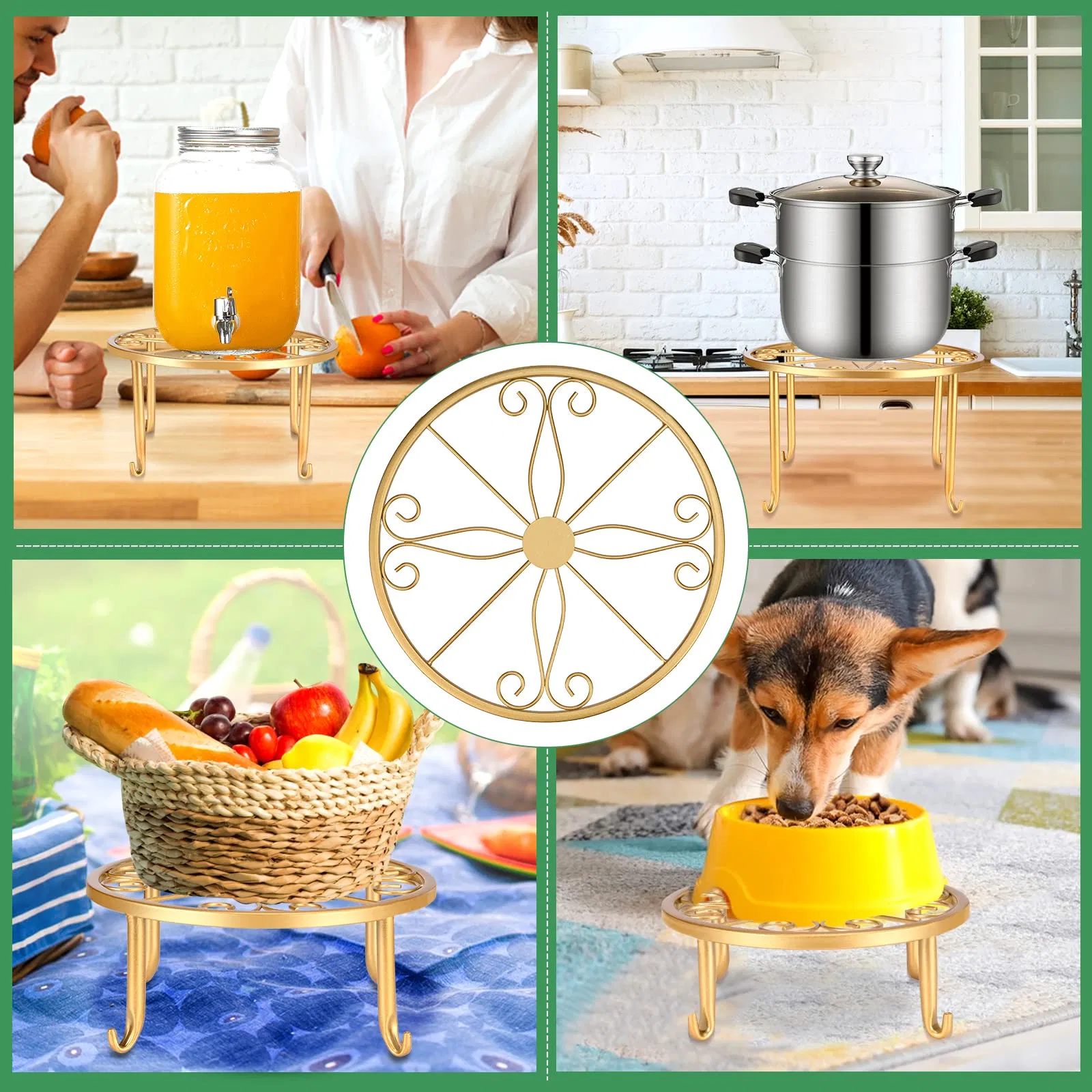 Metal Flower Pot Stands Multiple Rustproof Iron Round Shelf Plant Stand