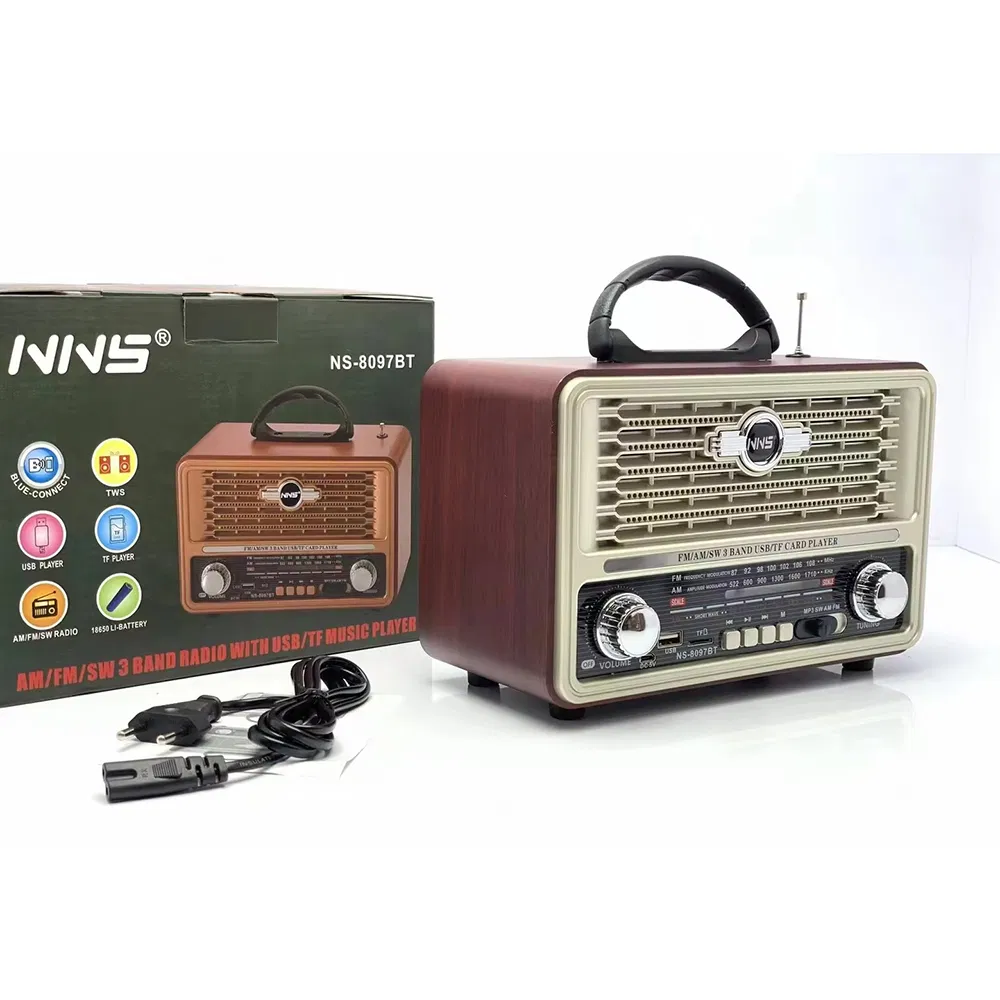 Ретро радио NS-8097BT с Bluetooth, деревянный корпус