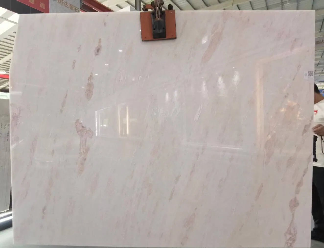 Natural Stone polished Pink Marble dining Table Top for interiors/indoor furniture decoration