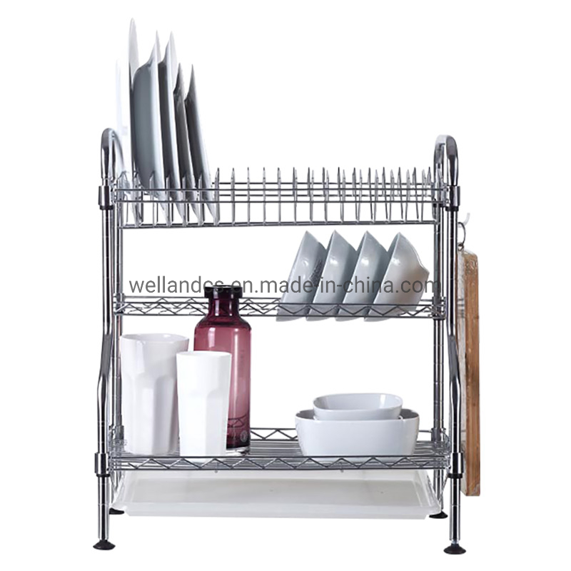 OEM Factory 3 Layer NSF Steel Kitchen Wire Shelf Dish Kitchen Metal Plate Rack