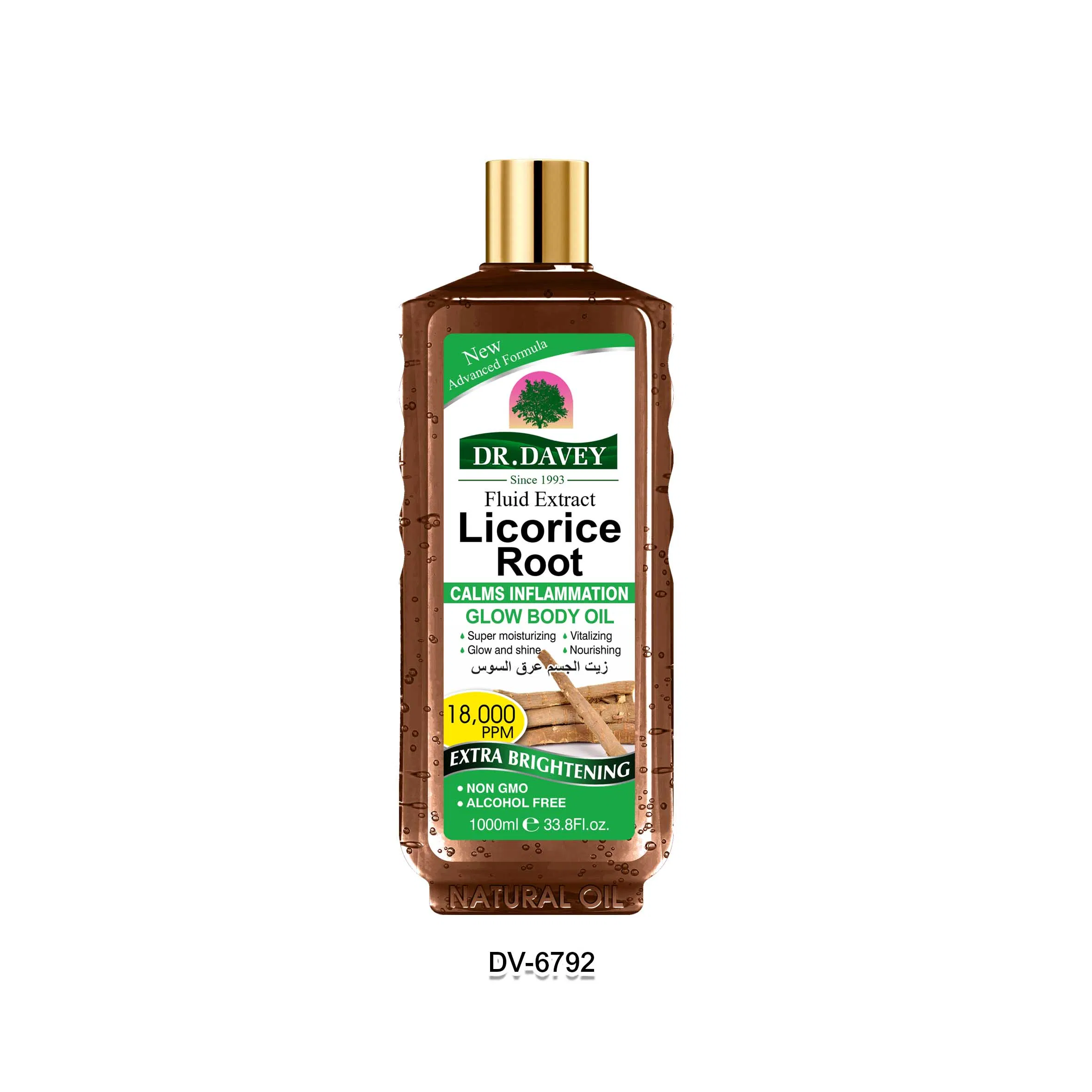 Dr. Davey Licorice Root Glow Body Oil 1000ml for Even Skin Tone & Healthy Glow