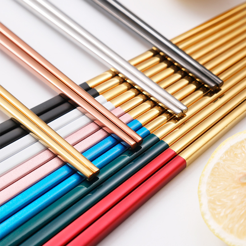 Stainless Steel 304 Tableware Thickened Chopsticks Custom Color