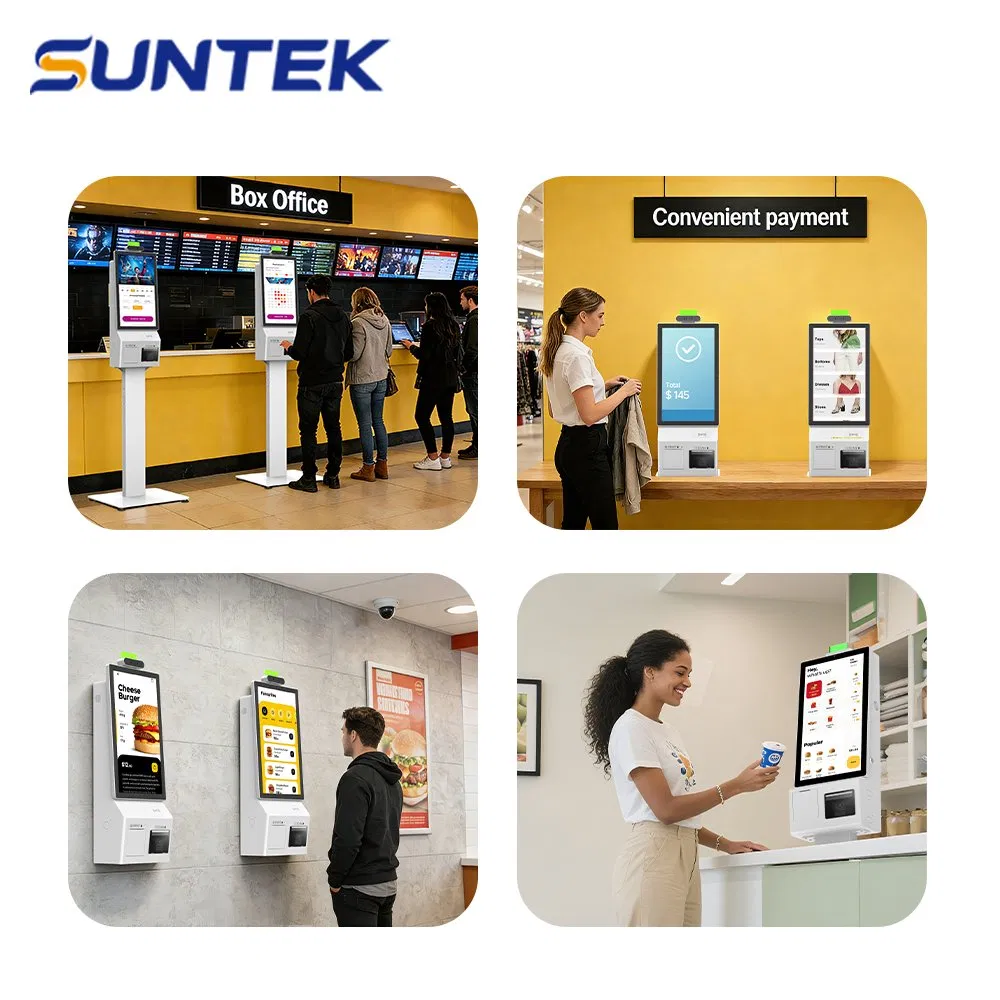 Food & Beverage 27 Inch Interactive Digital Signage Suntek Kiosk for Retail Checkout and Payment