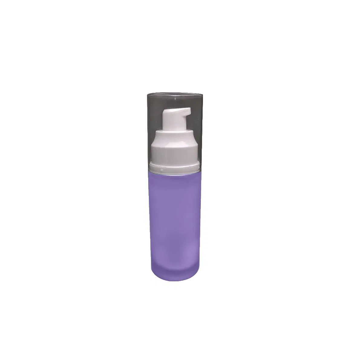 Cosmetic Skincare Packaging 50ml Cylinder Shape Glass Bottle Plastic Pump Transparent Cap