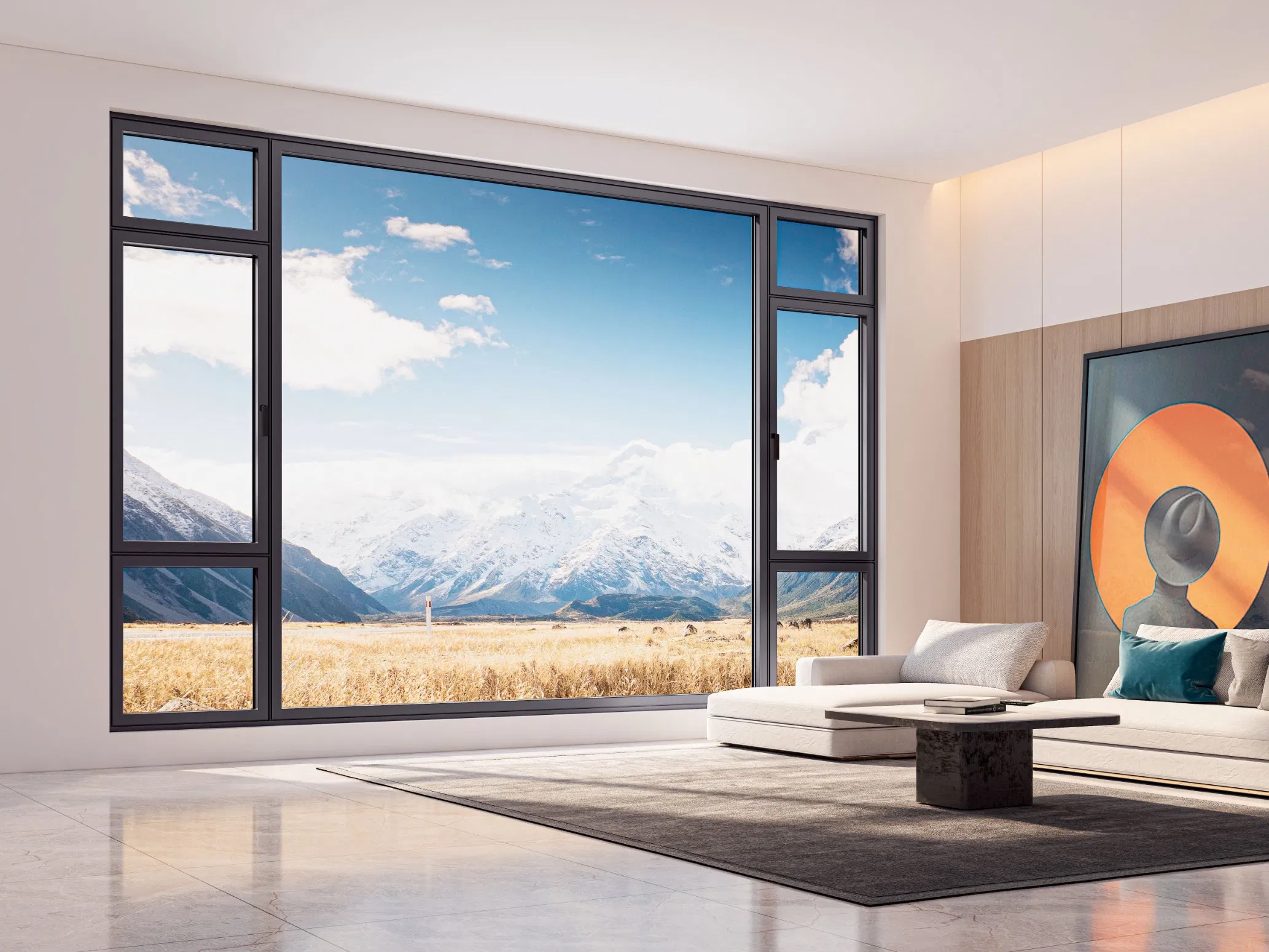 High-End Smart Livingroom Balcony Narrow Door Metal Aluminium Tempered Glass Sliding Balcony Glass Entrance Doors Meash Windows