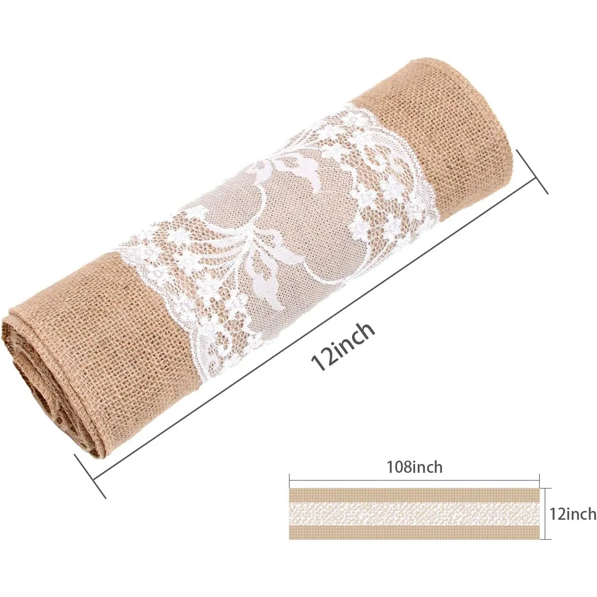 Wedding Party Jute Table Runner with Lace