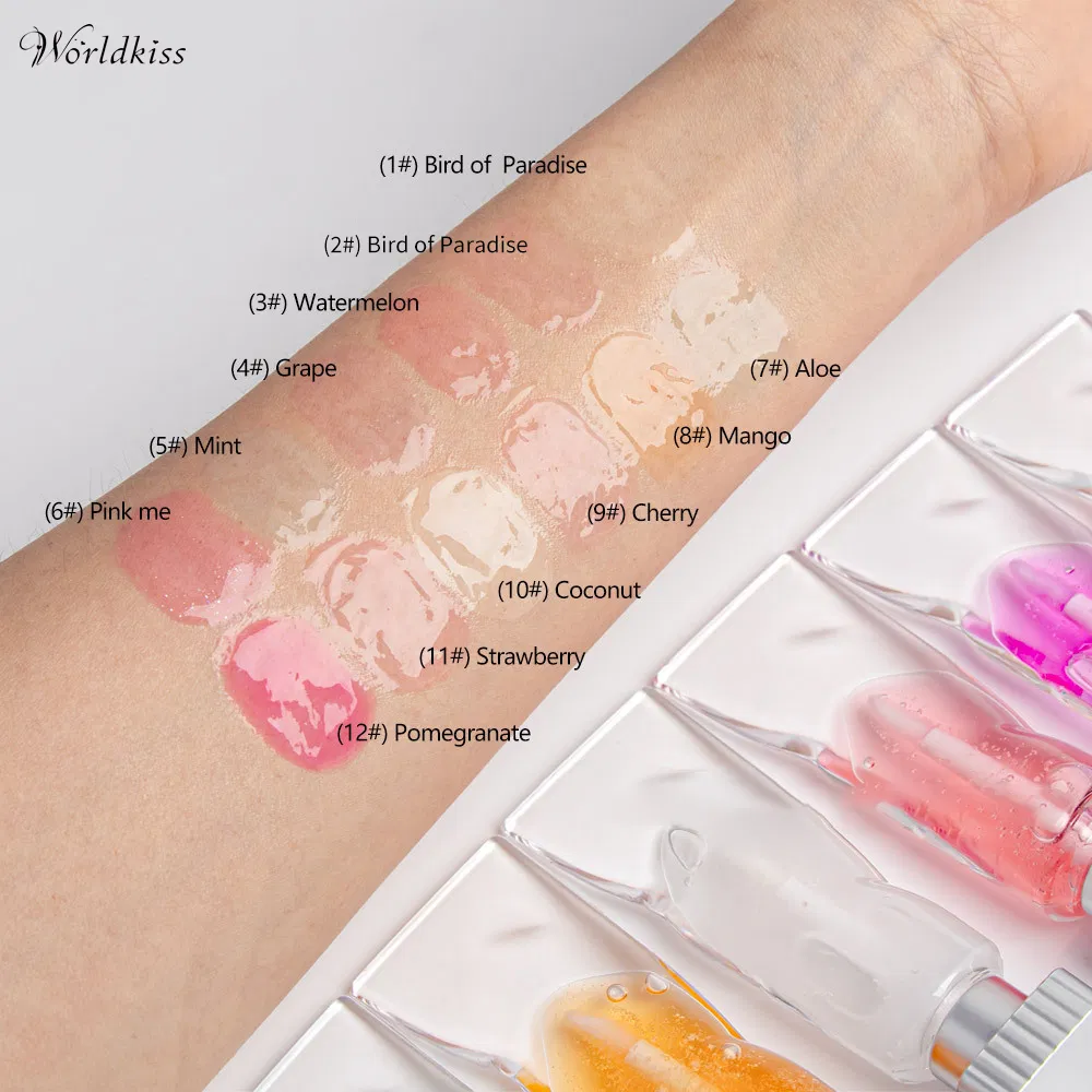 12 Flavor Fruit Lip Gloss Private Label Tinted Transparent Vegan Lip Oil