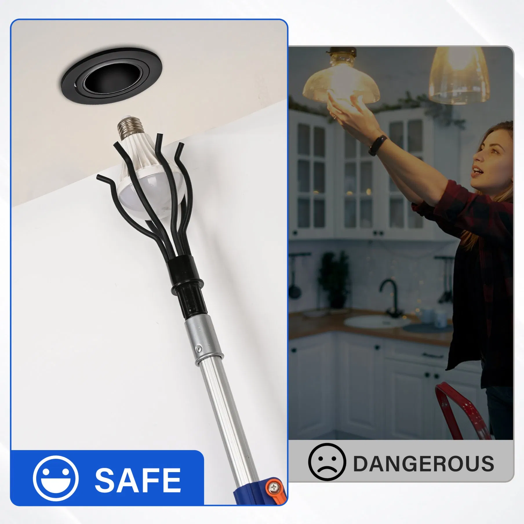 Bulb Remover with Aluminum Telescopic Pole Bulb Replacement Tool Lamp Claw
