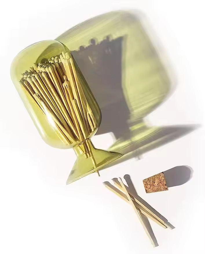 Chic Glass Cloche Matches Holder for Home Decor and Fireplace