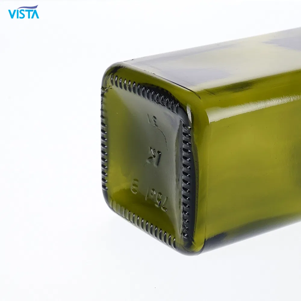250ml 500ml 750ml 25cl 50cl 75cl Premium Quality Marasca Glass Antique Green Dark Green Olive Oil Bottle Square Bottle for Screw Cap