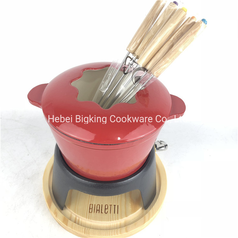 Enamel Cheese Fondue with Burner