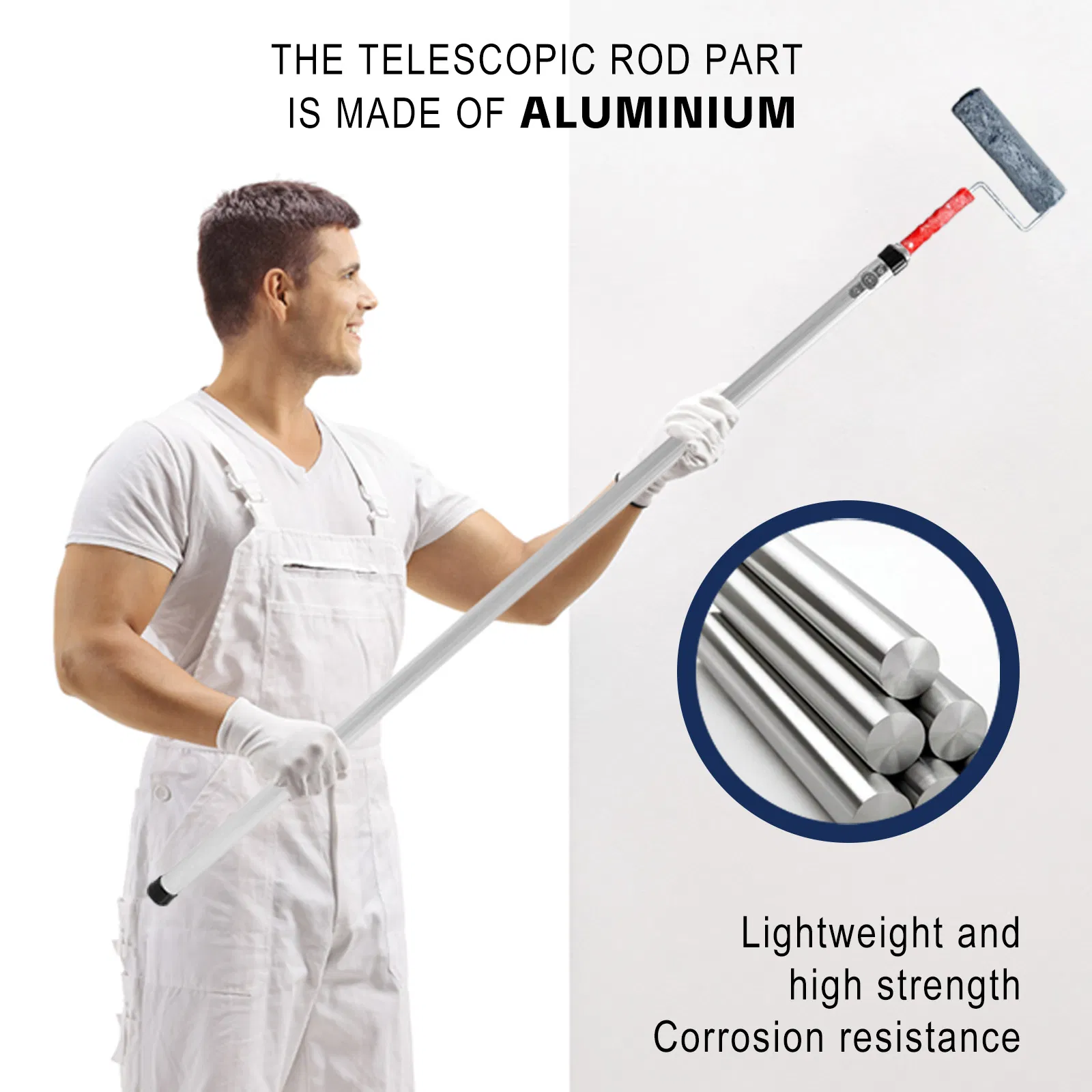 Professional 3-Section Press-Lock Aluminum Telescopic Pole for Painting & Decorating