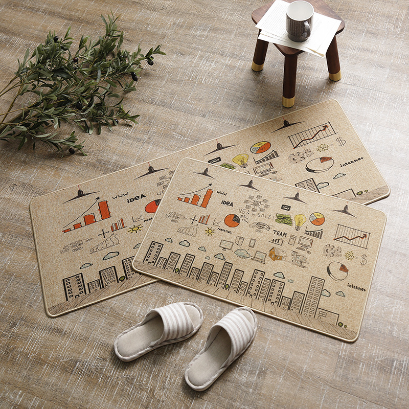 Linen and Rubber Absorbent Doormat Non-Slip Entrance Mat