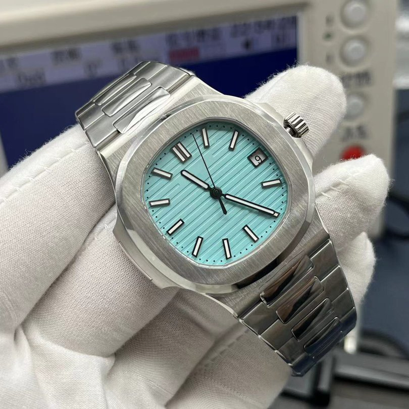 5711 Style Luxury Stainless Steel Supercloning Watch Tiffane Blue Dial Integrated Bracelet