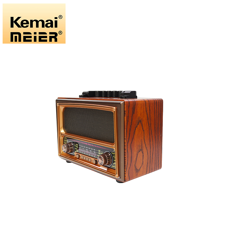 Natural Wood Retro Full Band Multi Function Rechargeable Radio with Wireless Connection Support AC Charge