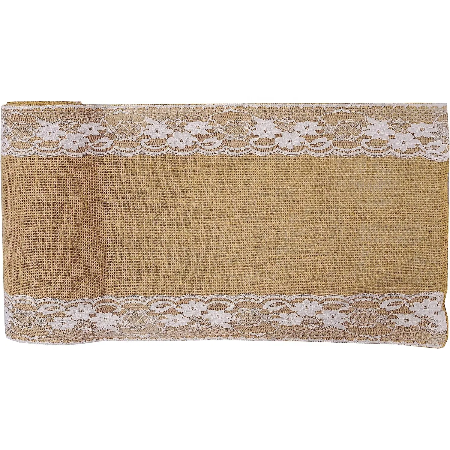 12 Inch Lace Burlap Table Runner Jute Table Cover