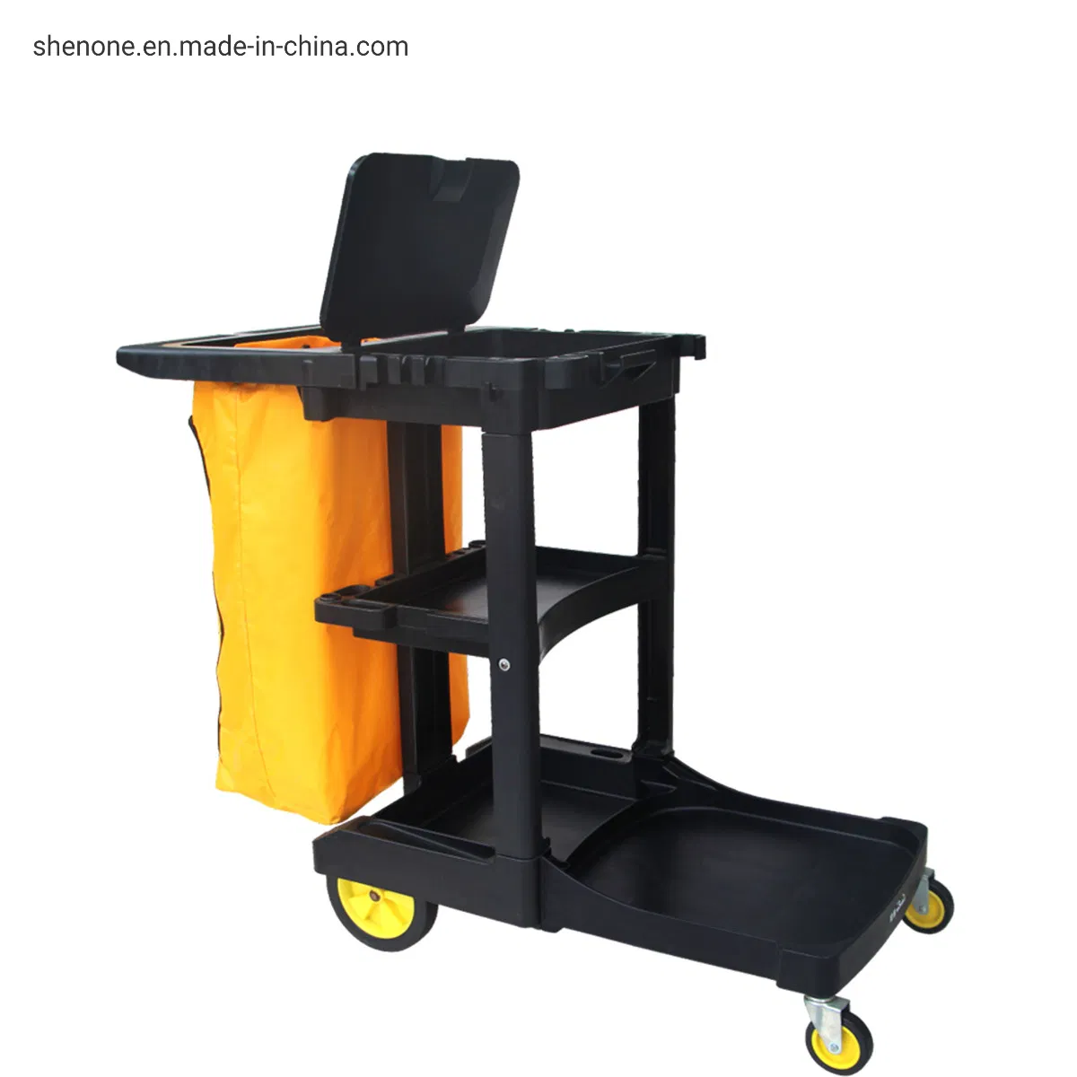 Shenone Industrial Hotel Cleaning Trolley Janitor Cleaning Service Trolley Cart Cleaning Trolley