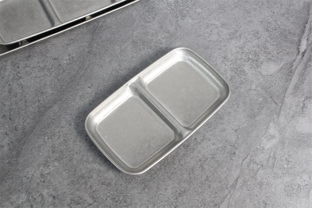 Outdoor Tableware Dinner Set 304 Stainless Steel Divided Plate 2 Compartment Dish