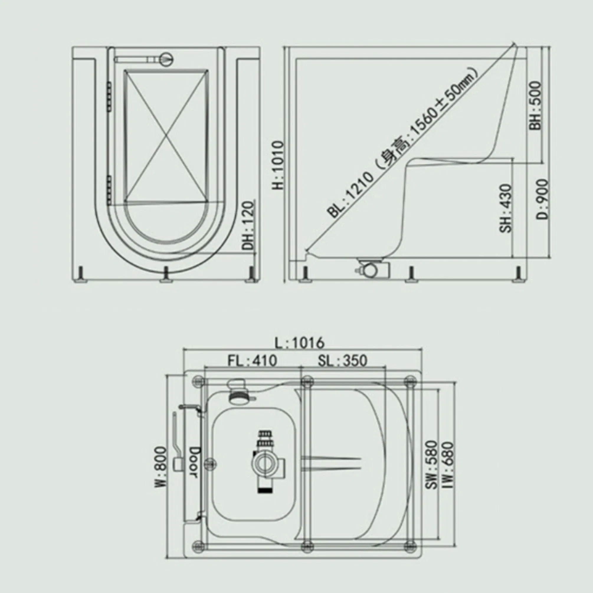 Ortonbath Ready Walk-in Tub for Senior SPA Suite Air Jetted Right-Side Door Opening Rectangular Soaking Ada Bathtub Glass Door