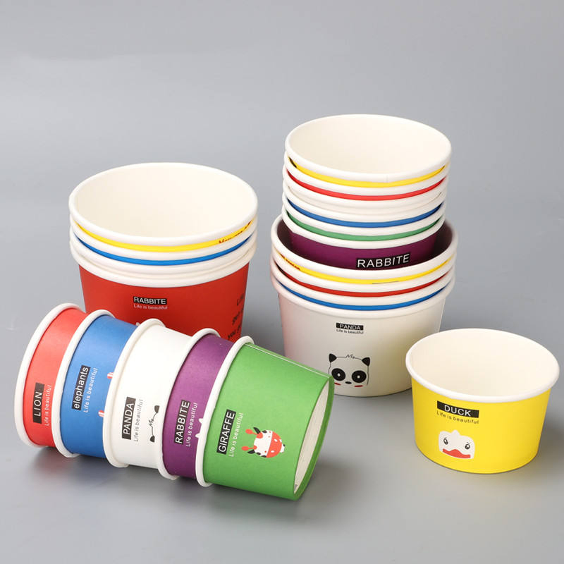 Cold Ice Cream Yogurt Paper Cups with Double PE Coating Lining