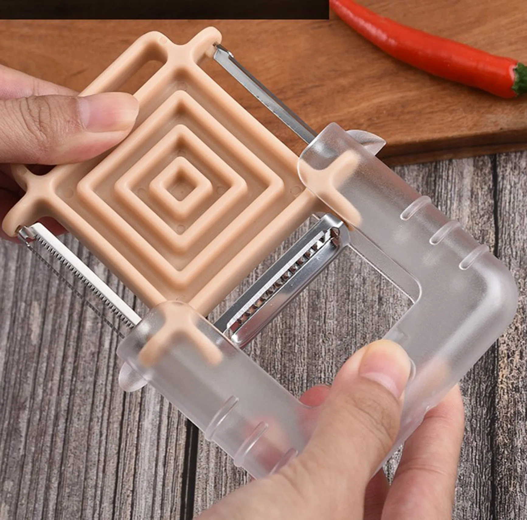 3-in-1 Square Stainless Steel Cutter Slicer for Carrot Potato Melon Gadget Vegetable Fruit Peeler