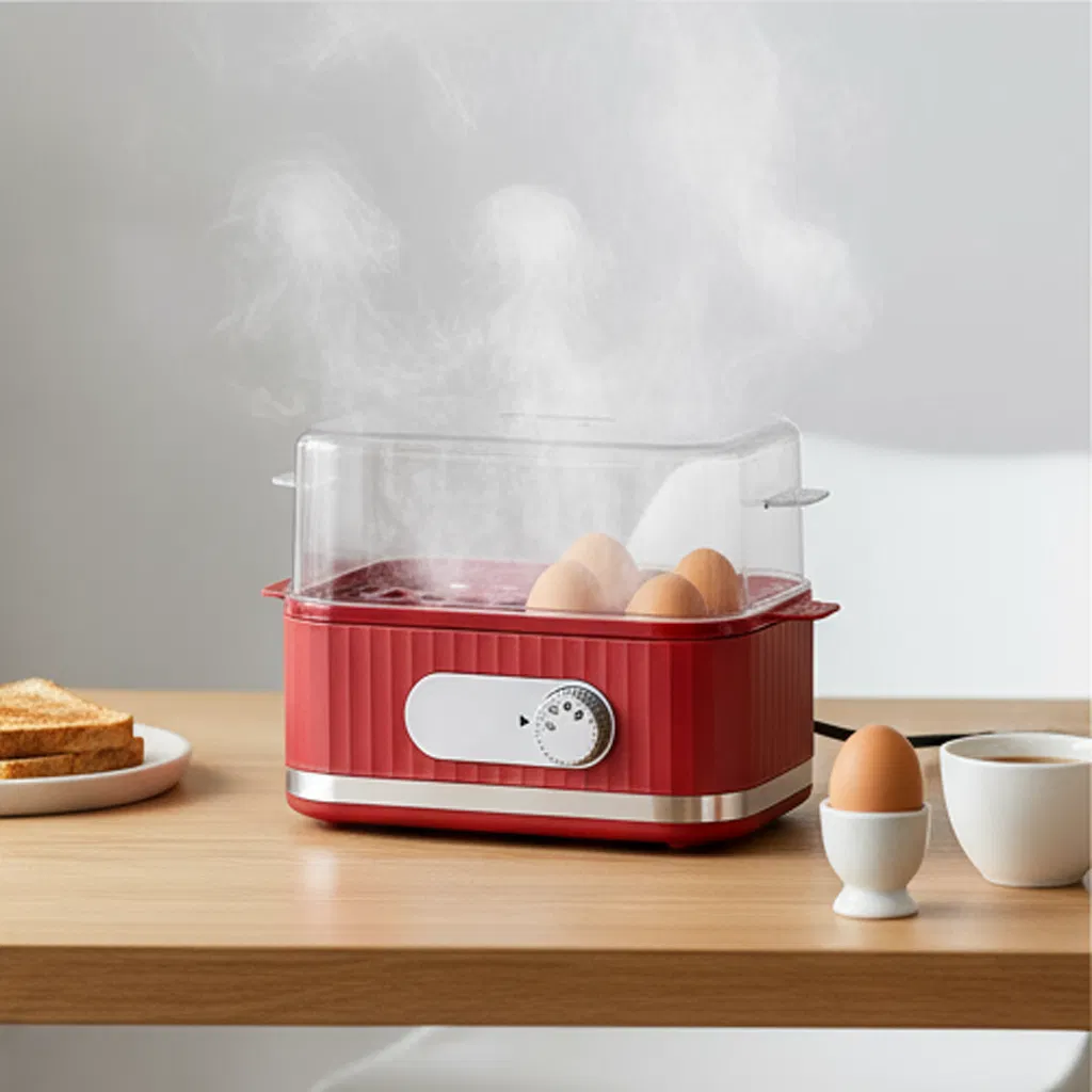 Precise Doneness 6-Egg Electric Egg Boiler Timer with Anti-Dry Technology