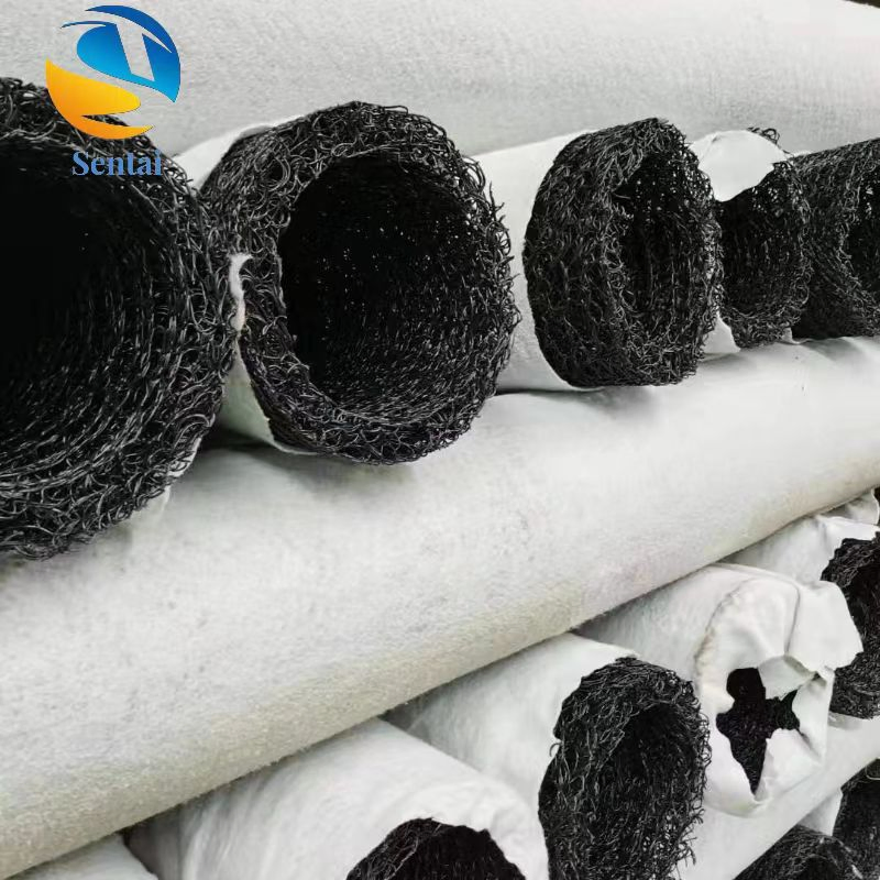 Blind Ditch Pipe Manufacturer, Embankment Retaining Wall, Fiber Shaped Blind Pipe Wrapped with Non-Woven Fabric Plastic Blind Ditch