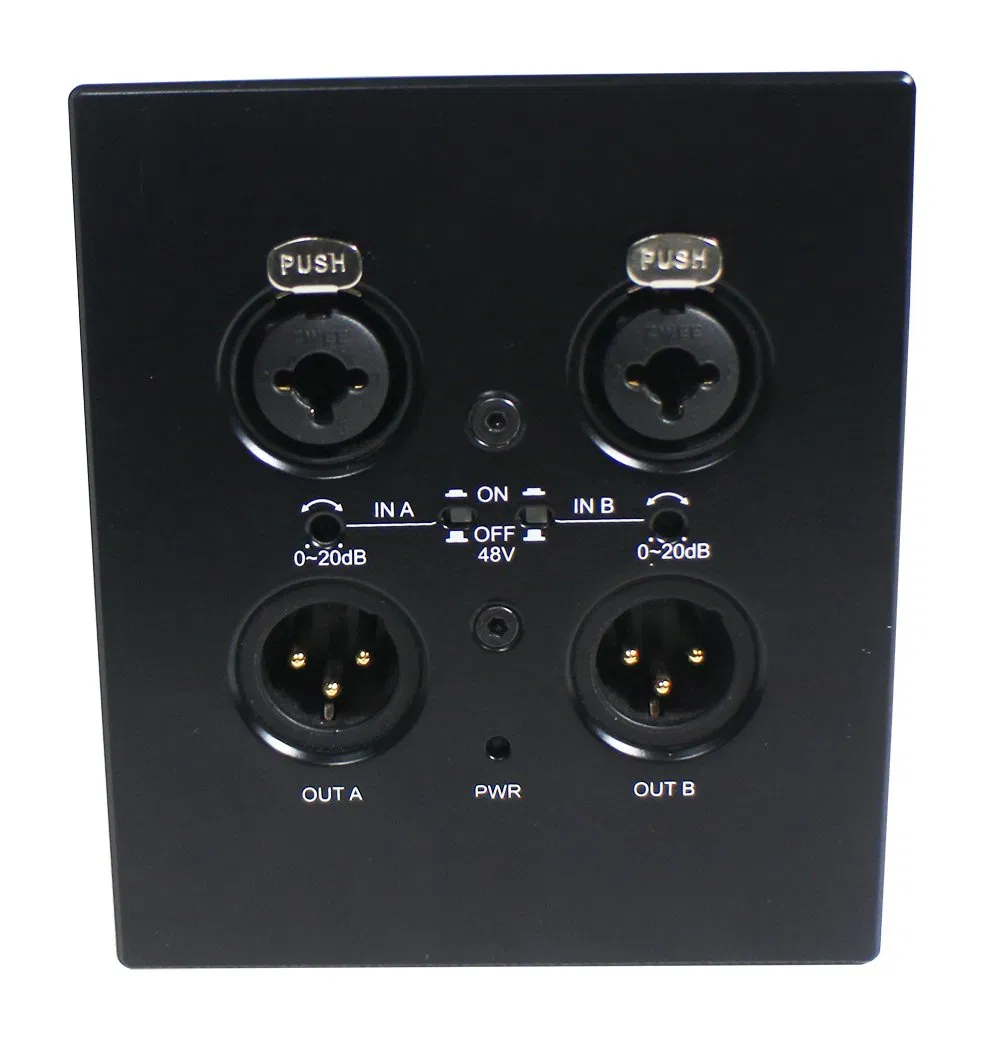2*2 Professional Dante Wall-Mounted Panel Support Phantom Power and Manual Preamp-Gain Adjustment