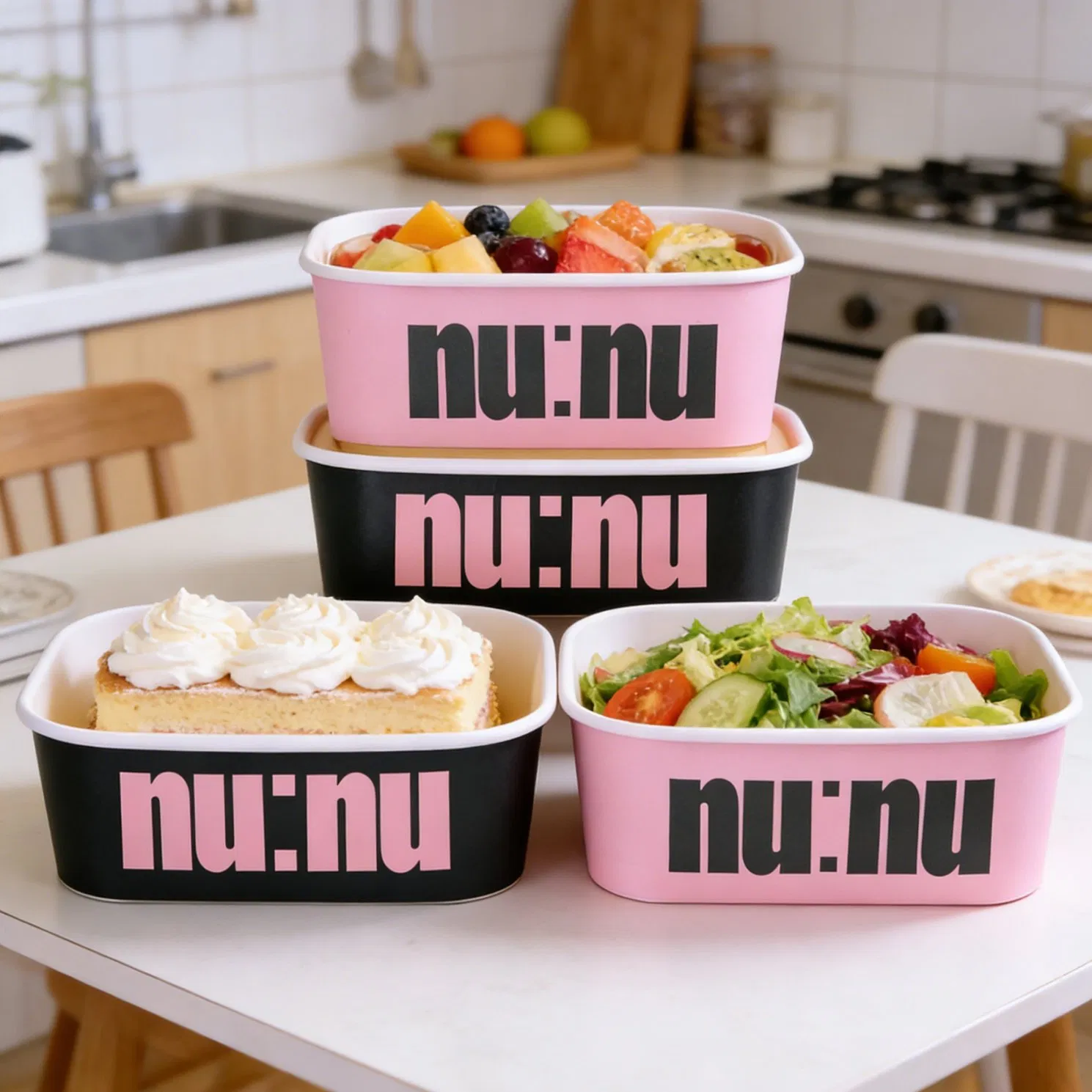 Custom Printed Logo Disposable Kraft Paper Salad Bowl for Food Packaging
