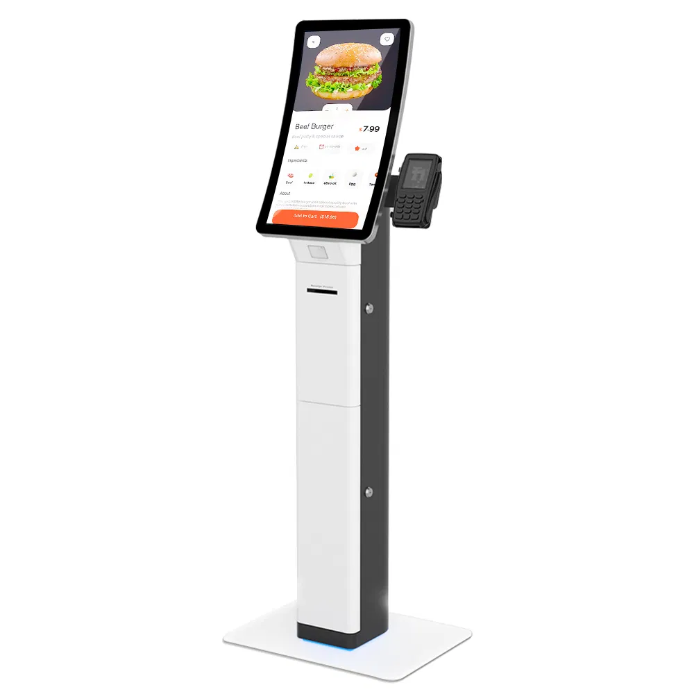 Self-Service Ordering Information Kiosk 23.6-Inch Curved Touch Screen POS Payment