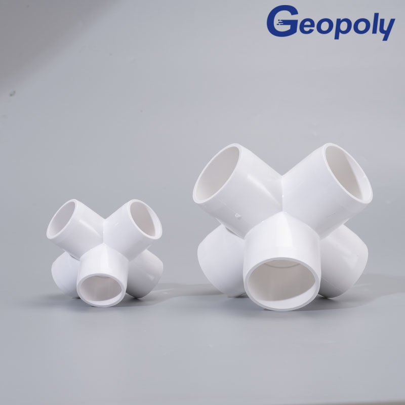 Multi-Size Compatible PVC Three-D Five-Way Connector for Mixed Diameter Pipe Installation