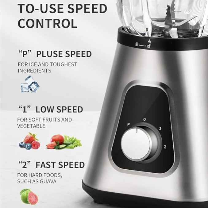 Blender Juicer Jar Electric Food Mixer Blender Glass Grinder 2 in 1 Color Box 5 Speed with Stainless Steel Home Technology