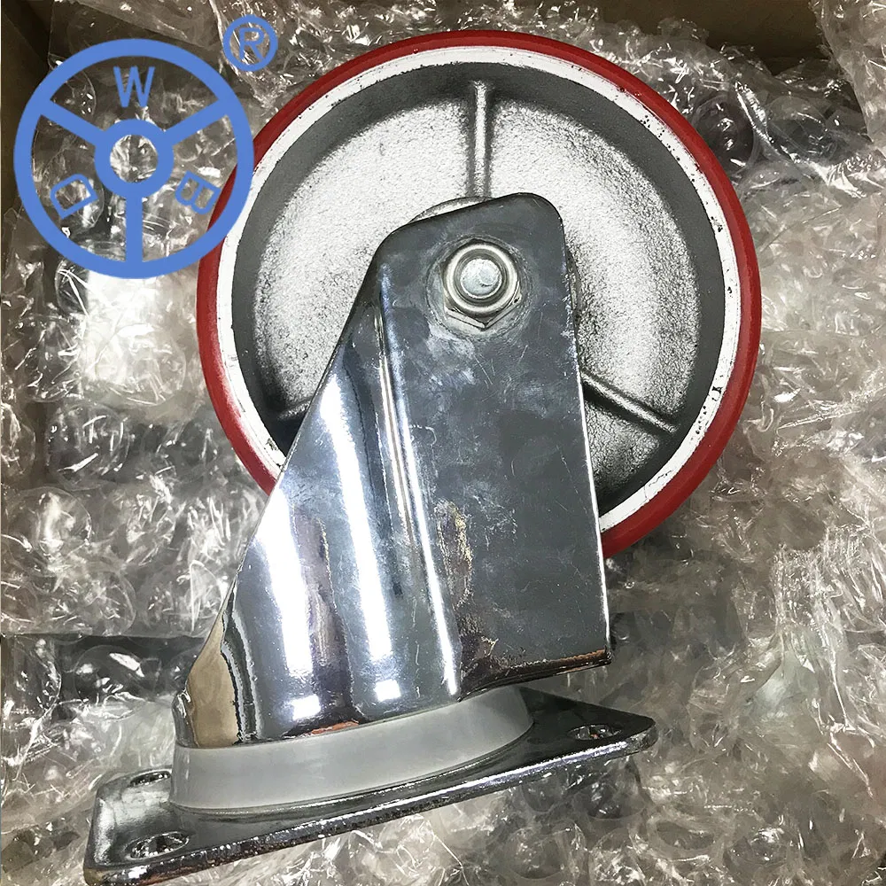 European Type High Load Polyurethane Iron Caster Single Wheel