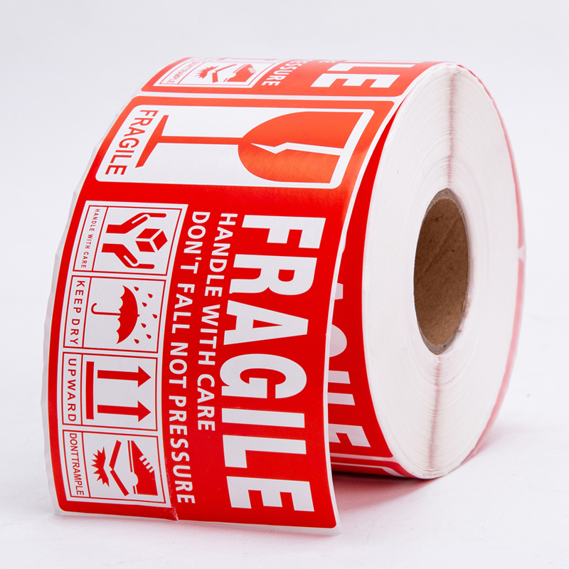 Self-Adhesive Large Roll Raw Material Coated Paper Semi-Gloss Coated Paper Logistics Transportation Fragile Product Warning Label