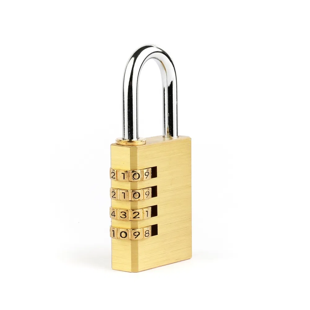 Polished Brass Password 4-Digit Luggage Combination Padlock for Drawer