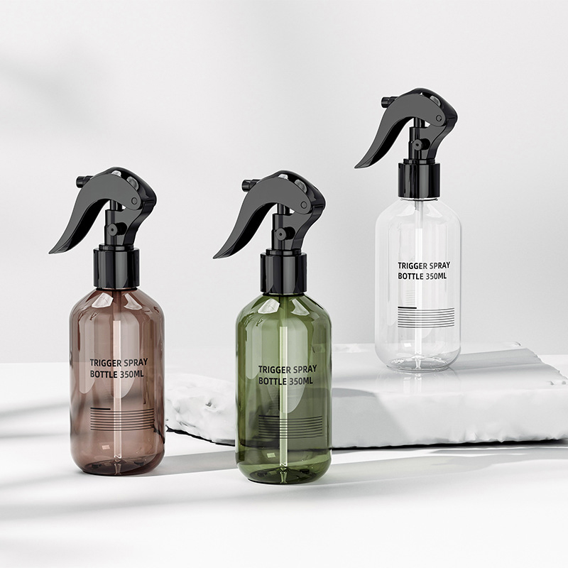 100ml 200ml 350ml Mini Trigger Bottle Amber Transparent Round Cosmetic Toner Perfume Plastic Trigger Spray Pump Bottles