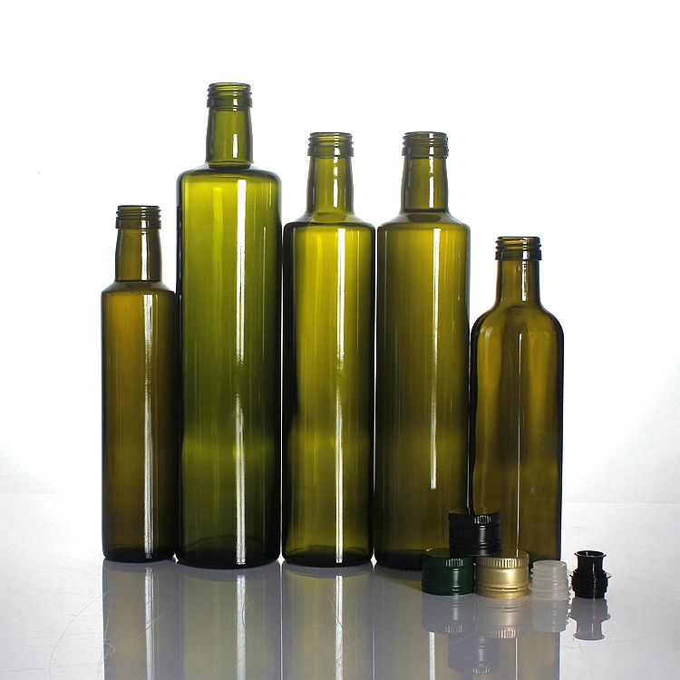 Wholesale 750ml 500ml 250ml Dark Green Square Round Kitchen Edible Olive Oil Bottle