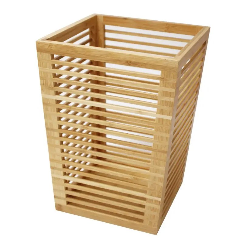Modern Bamboo Environmental Protection Garbage Basket Garden Household Bedroom Kitchen Garbage Basket