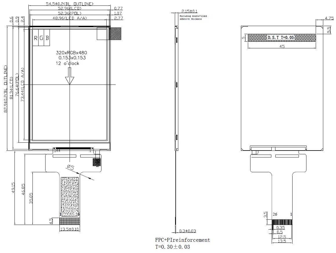 The Factory Price 3.5 Inch 320X480 Dots Interface MCU TFT LCD Display