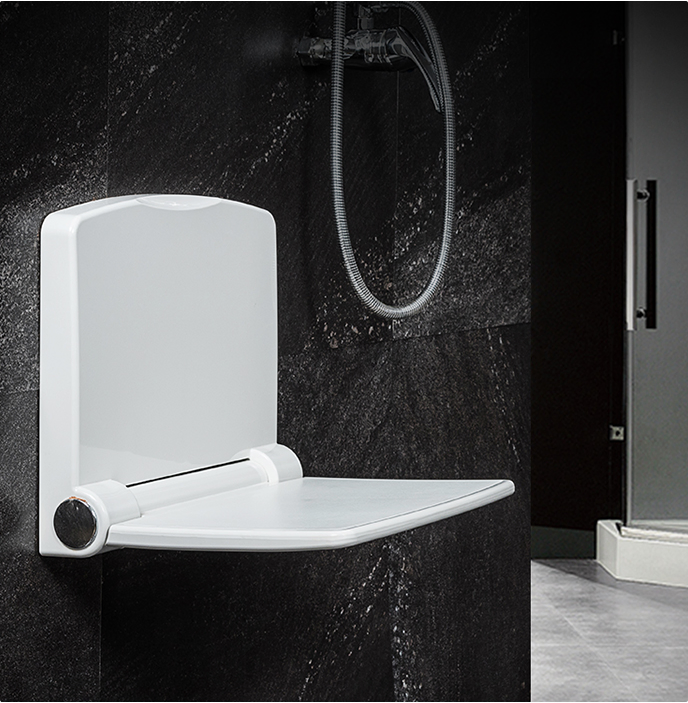 Simple White Color Wall Mounted Fold-up Shower Chair for Disable