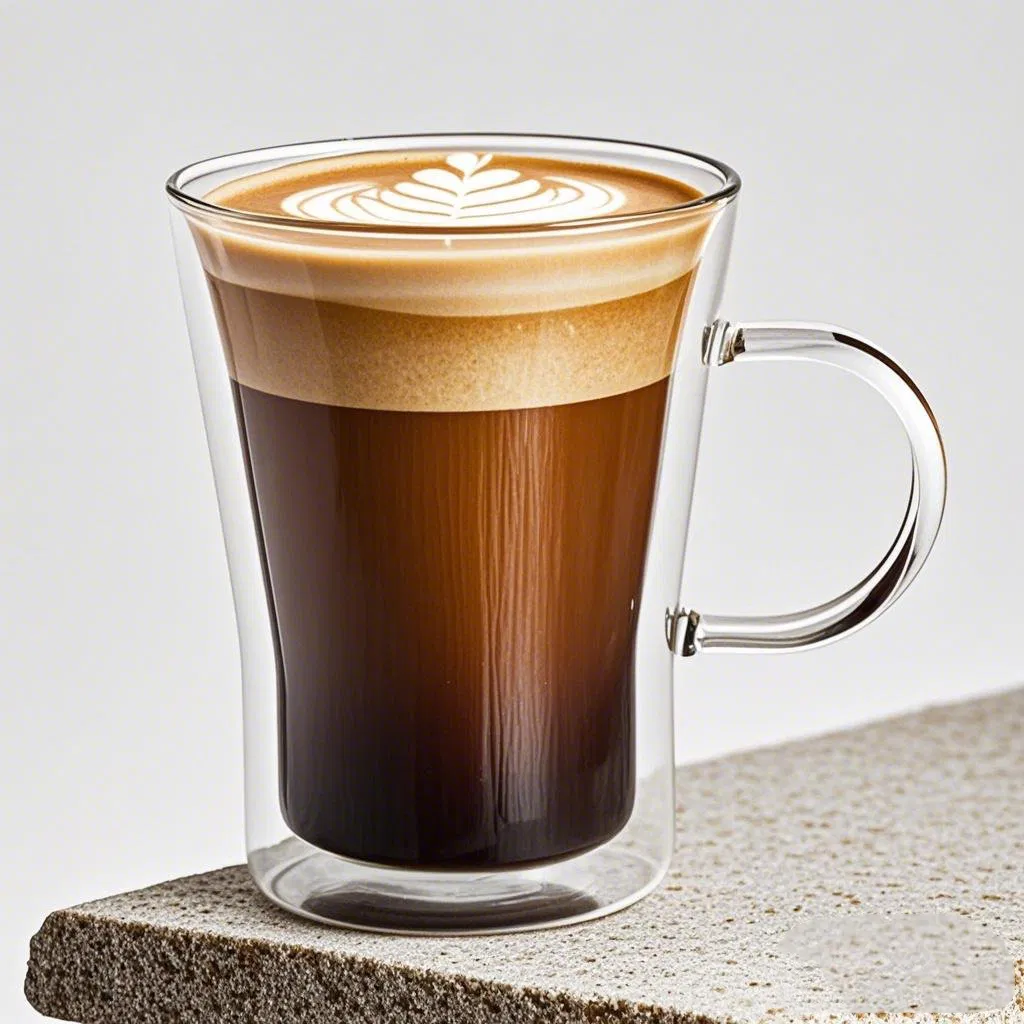 Reusable Crystal Double Wall Insulated Clear Glass Coffee Tea Mug Handle Espresso Mugs Latte Mug for Coffee Lemonade Water Drinking with Handle