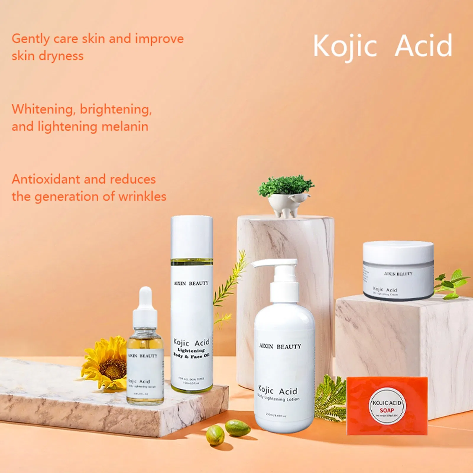 Beauty Cosmetics Skin Care Improve Dryness and Minimize Pores Kojic Acid Skin Care Set