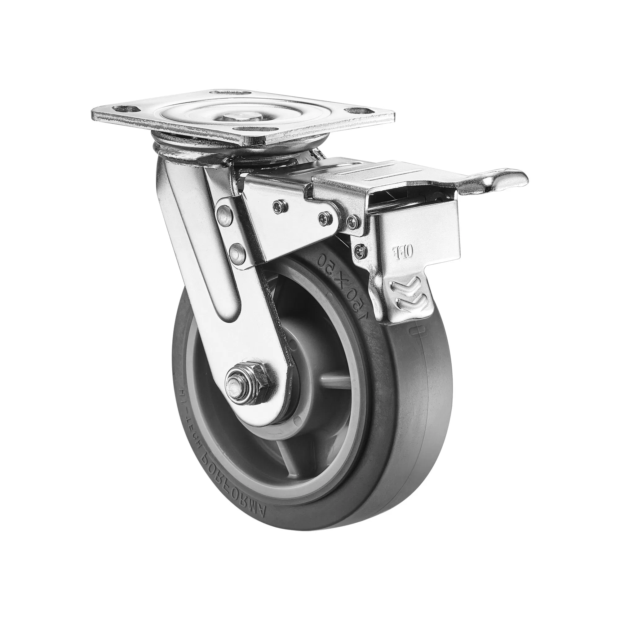 Durable Silent Heavy Loading Castor Wheel 4/5/6/8 Inch Industrial Swivel Heavy Duty Rubber Caster Wheel with Brake