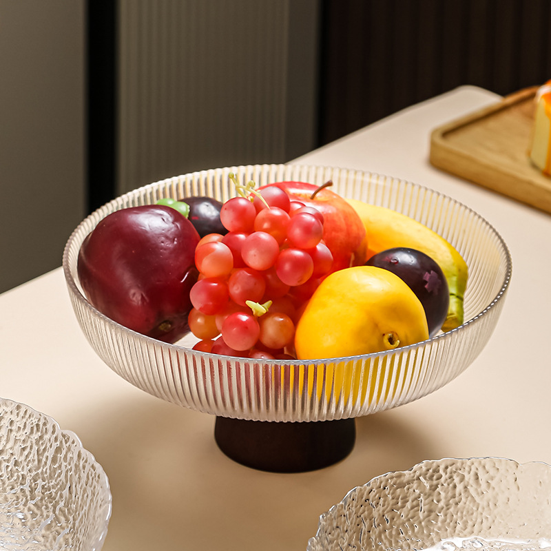 Nordic Style Tall-Footed Glass Fruit Plate Living Room Coffee Table Candy Dish